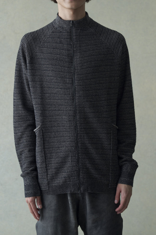 DEVOA pure cotton knitted zipper jacket SKD-TCSC black